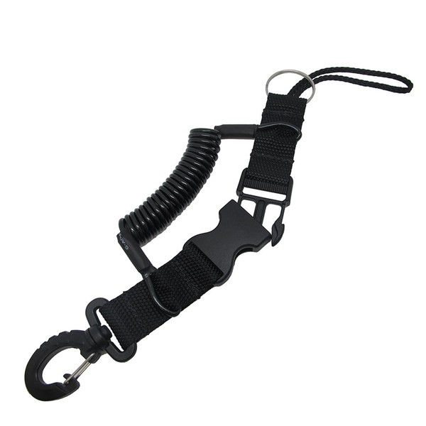 Scuba Choice Diving Dive Black Snappy Coil Camera Lanyard Clip and QB Buckles, 1.3m Coil