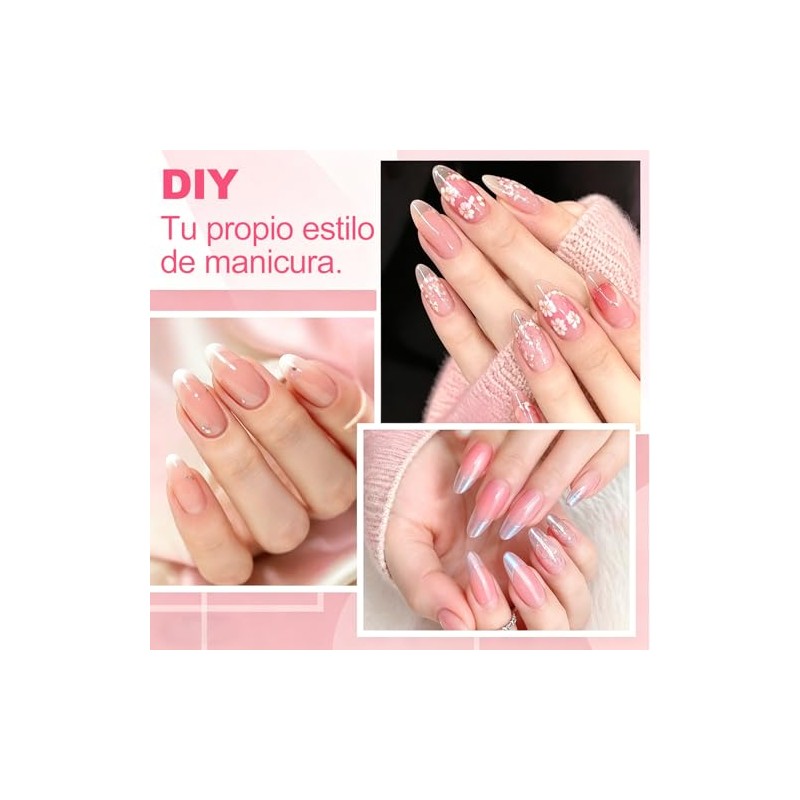 600 Pcs Uñas Postizas Transparentes con Kit 4pzs Manicure y