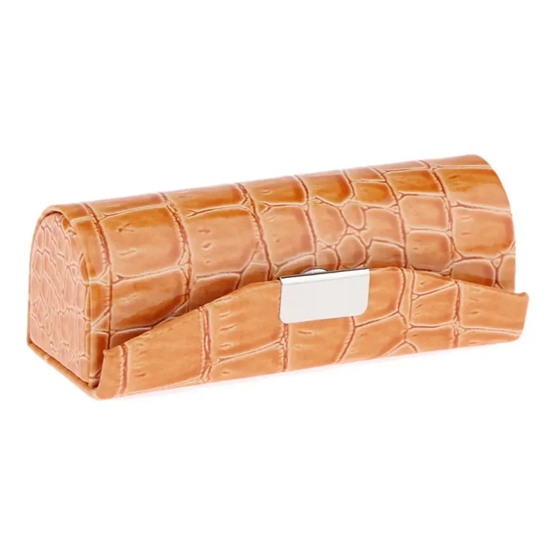 Estuche De Lápiz Labial Individual De Pu Marrón Anaranjado