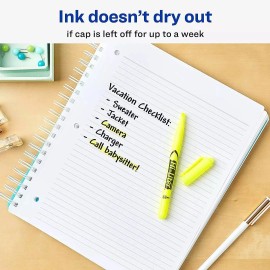 Avery HI-LITER Fluorescent Pen Style Highlighter, Chisel Tip, Yellow, 12-Count