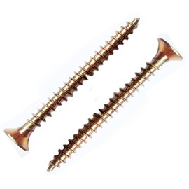 M4 Wood Screws Zinc Plated Yellow Long 2 inch (0.16" x 2") 4.0 x 50mm Box of 50pcs