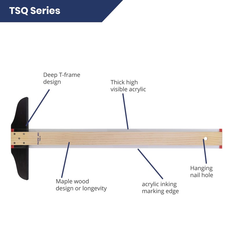 Pacific Arc 48 Inch T Square, Traditional Maple Blade with