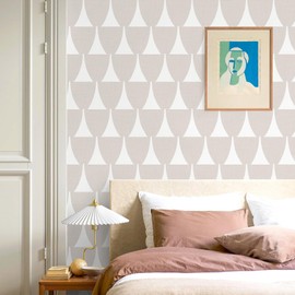 MelunMer Taupe Geometric Peel and Stick Wallpaper Boho Contact Paper Modern Self Adhesive Removable Wallpaper for Bathroom Waterproof Drawers Contact Paper for Cabinets Bedroom Wall Decor 17.3"×197"