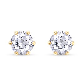 SAVEARTH DIAMONDS Moissanite Stud Earrings 2ct 925 Sterling Silver Gold Plated Ear Studs for Women, Metal, Moissanite