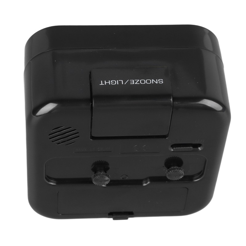 Small Clock Black Alarm Silent Minimalistic Design Snooze with Backlight