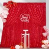Party Backdrop Curtains 2 Pcs 5FTx10FT Red Sequin Backdrop Sparkly