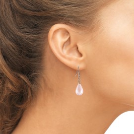 Franki Baker Sterling Silver Natural Rose Quartz Gemstones Drop Earrings. Length: 3.7cm