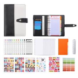 A6 PU Leather Budget Organiser with Buckle Budget Planner Financial Planner Budget Binder for Budgeting Money Saving Folder