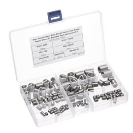 sourcing map 125pcs Wire Thread Insert Kit M3 M4 M5 M6 M8 M10 M12 (2D) Metric 304 Stainless Steel Helical Inserts Coiled Thread Repair Kit Wire Threaded Sleeve Sheath for Mechanical Equipment