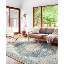 Loloi Skye Collection SKY-12 Ocean/Multi 7' x 9' Oval Area Rug