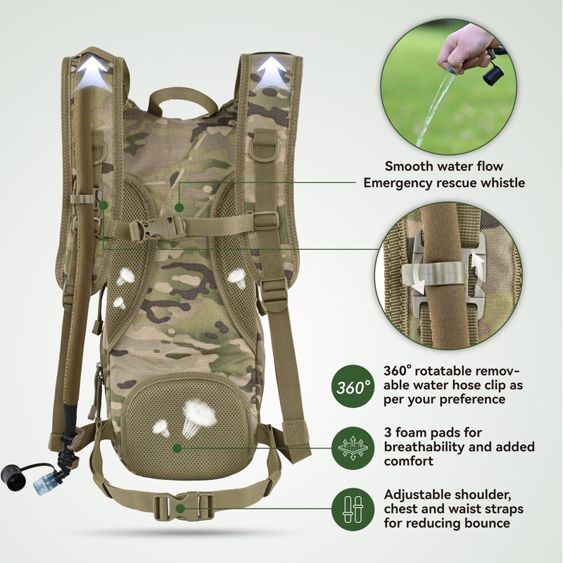 MARCHWAY Tactical Molle Hydration Pack Backpack with 3L TPU Water