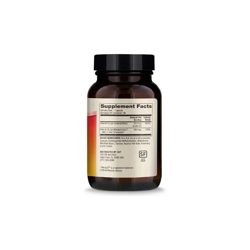 Vitaminas D3 + K2 Dr. Mercola 90 Capsulas Sabor Neutro