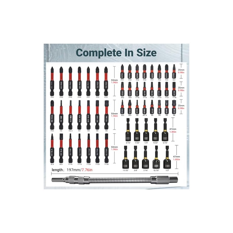 86-Piece Magnetic Impact Nut Driver Set, SAE/Metric Nut Driver Set,