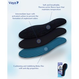 Vaya Medical Insoles for Men Women Winter Shoe Insoles with Active Carbon Fleece Warm Insole Inner Soles 1 Pair Polarus Blue 43 Size 9