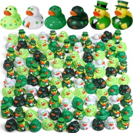 Jerify 24 Pcs St. Patrick's Day Rubber Ducks 6 Styles Shamrock Ducks for Bath Pool Birthday Irish St. Patrick's Day Gifts for Party Favors Accessories Holiday Rubber Ducks