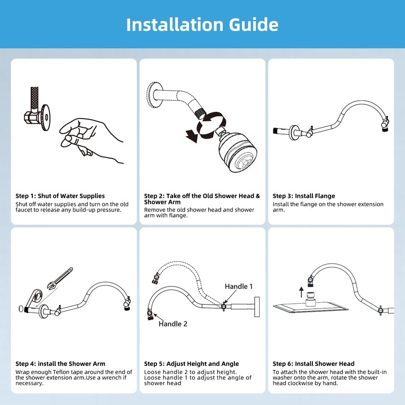 Hibbent All Metal Upgraded 18'' Shower Head Extension Arm, Shower
