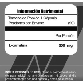Meta Nutrition Carnitina 90 Caps Sin Sabor                                                                                                            