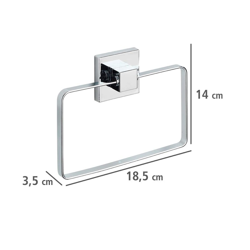 Wenko" Quadro Towel Ring with Vacuum-Loc, Stainless-Steel Silver, 18.5 x