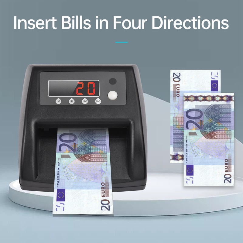 Mini UV Counterfeit Bill Detector EUR Money Counter Automatic Money