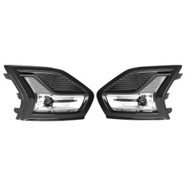 HECASA Pair LED Fog Light&Bezel Compatible with 2019-2020 Ford Fusion Replacement for FO2593252 FO2592252 Fog Lamp Kit Set Front Bumper Trim Cover Clear Lens Driver&Passenger Side w/Switch Wiring