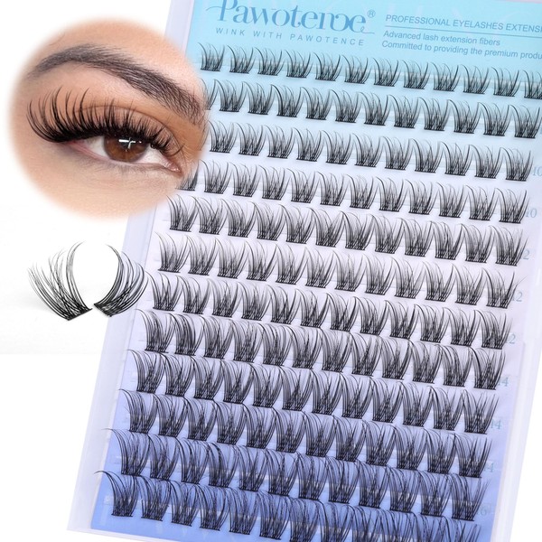 Pawotence Wispy Lash Clusters Natural Eyelash Clusters 8-16mm Cluster Eyelash