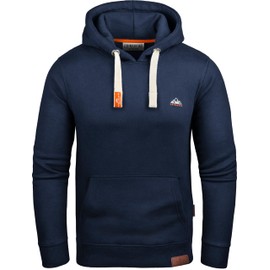 Grin&Bear GEC023 Heavy Men's Contrast Cross Over Hooded Jacket Hoodie with Hood, navy