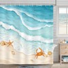 Bonhause Beach Shower Curtain – Teal Blue Ocean Waves Coastal