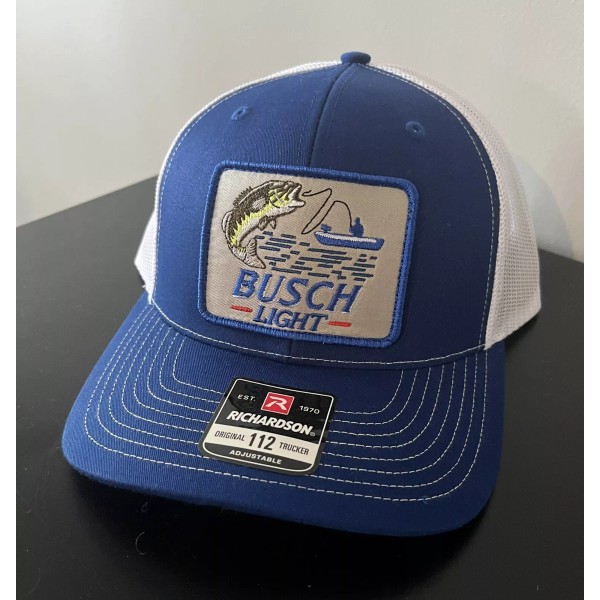 Busch Light Bass Fisherman Trucker Hat Richardson 112 Cap Vintage
