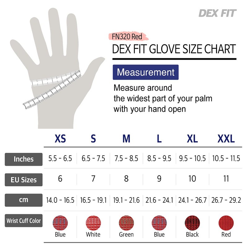 DEX FIT Nitrile Work Gloves FN320, 3D Comfort Stretch Fit,