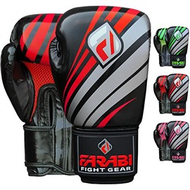 Farabi Boxing Gloves Training Sparring Punching Bag Focus Pads Training Gloves Pair (Black/Red, 10-oz)