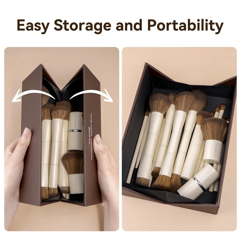 20 Pcs Makeup Brushes with Gift Box, Double-End Multi-functional Aluminum