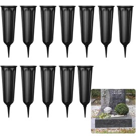 Cemetery Vases with Spikes Memorial Flower Vase Cemetery Decorations for Grave Decorations for Cemetery Vases for Flowers Cemetery Flowers for Grave Vase Black12 Pack