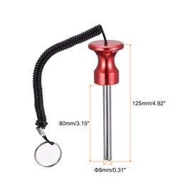 sourcing map 8mm x 80mm Weight Stack Pin with Pull Rope Magnetic Strength Training Equipment Accessories for Fitness Training Red