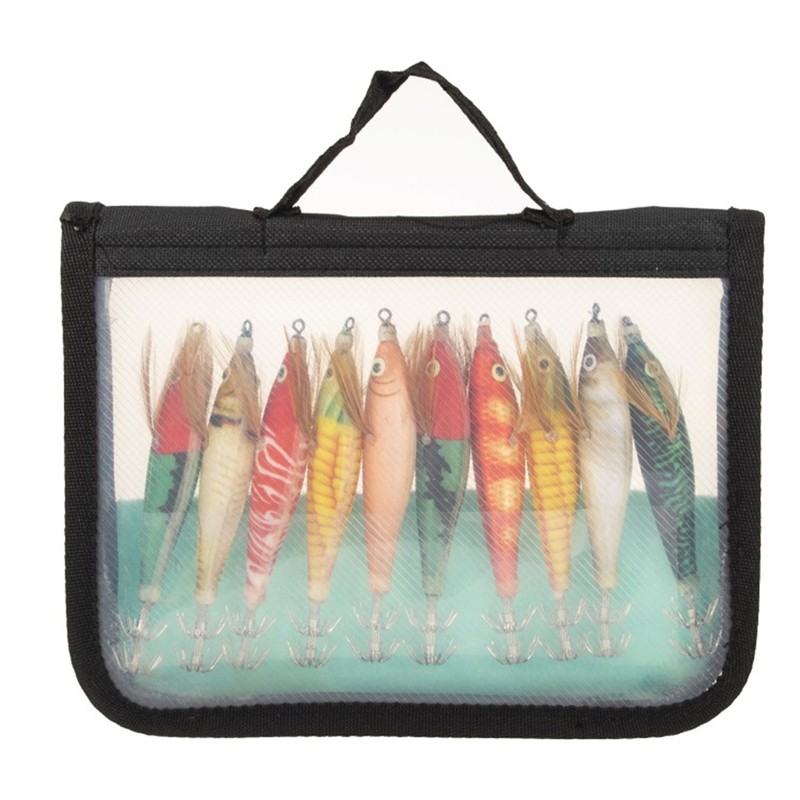 Wood Shrimp Squid Hook Lures Wood Shrimp Bait with Squid