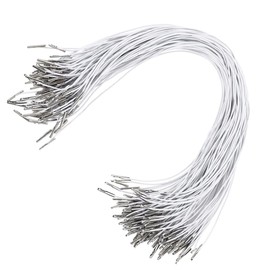 SEWACC Elastic String 50 Pcs Elastic Barbed Cord Stretch Loop Band with Metal Ends Elastic Cord String with Metal Barbs Fastener for Party Hat Masks Badges Signs Book Binding White Elastic Cord