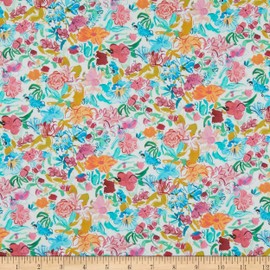 Liberty Fabrics Tana Lawn Matilda May Blue Multi, Fabric by the Yard