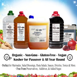 Organic White Balsamic Vinegar - De La Rosa 5 Liter - Aged in French Wood Barrels | Vegan, Gluten-Free & Kosher | Great for salads, dressing and more!