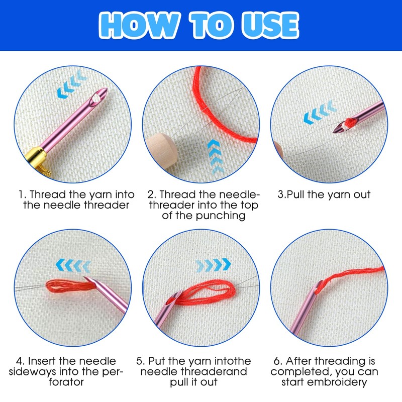 10 Pack Punch Needle Kit Adjustable Punch Needle Tool with