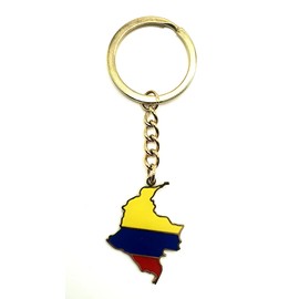 SNS Components Colombia Colombian South America American Latin Gold Country Flag Key Ring Metal Enamel Keyring