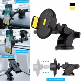 Car Phone Holder Long Rod Telescopic Car Dashboard Suction Cup Typecolor: 2pcs Black, Device fix mode: Lay Flat