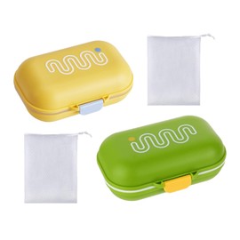 4-Piece Soap Box Travel Set with 2 Soap Containers and 2 Soap Bag, Portable Soap Box with Lid and Drip Mat, Waterproof Soap Box for Home, Travel, School