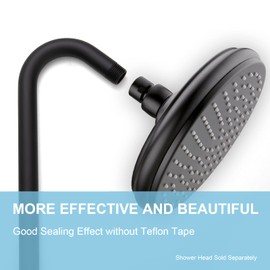 OFFO Shower Head Extension Arm 12 Inch, Matte Black S Shaped Shower Arm with Flange High Rise Goose Neck Shower Arm Extension