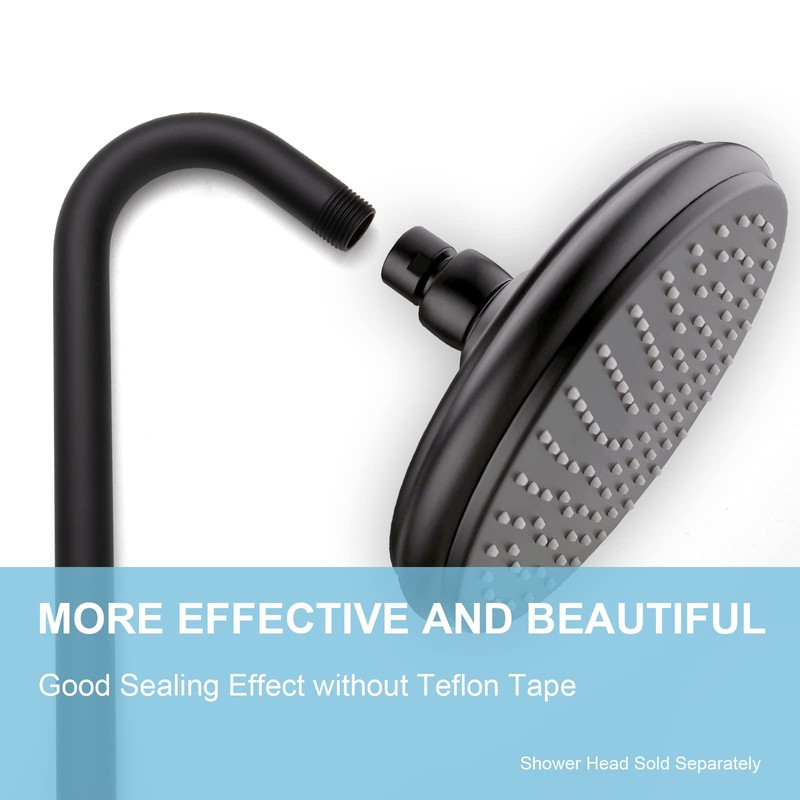 OFFO Shower Head Extension Arm 12 Inch, Matte Black S