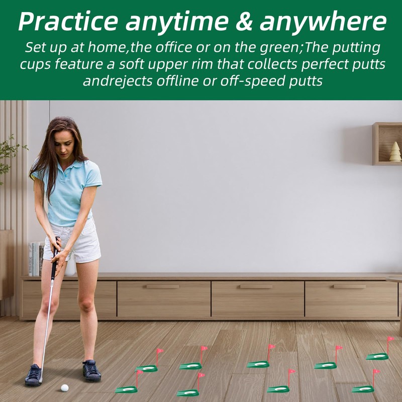 9 Pcs Golf Putting Cup with Flag, Practice Training Aids