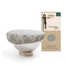 Kumanu Organic Beeswax Cloth - Fresh Cover Fresh Rida | Natural Cling Film with Extra Hold | for Bowls of 22-26 cm Diameter | Handmade in Tyrol (Striped)