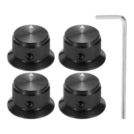 MECCANIXITY 4 Pcs Aluminium Potentiometer Knobs, 1/4" (6mm) Universal Volume Tone Control Knobs with Arrow Indicator for Guitar, Bass, 9/16" Black