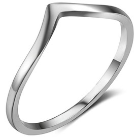 Jude Jewelers Stainless Steel Pointed Chevron Classical Simple Plain Statement Promise Ring (Silver, 8)