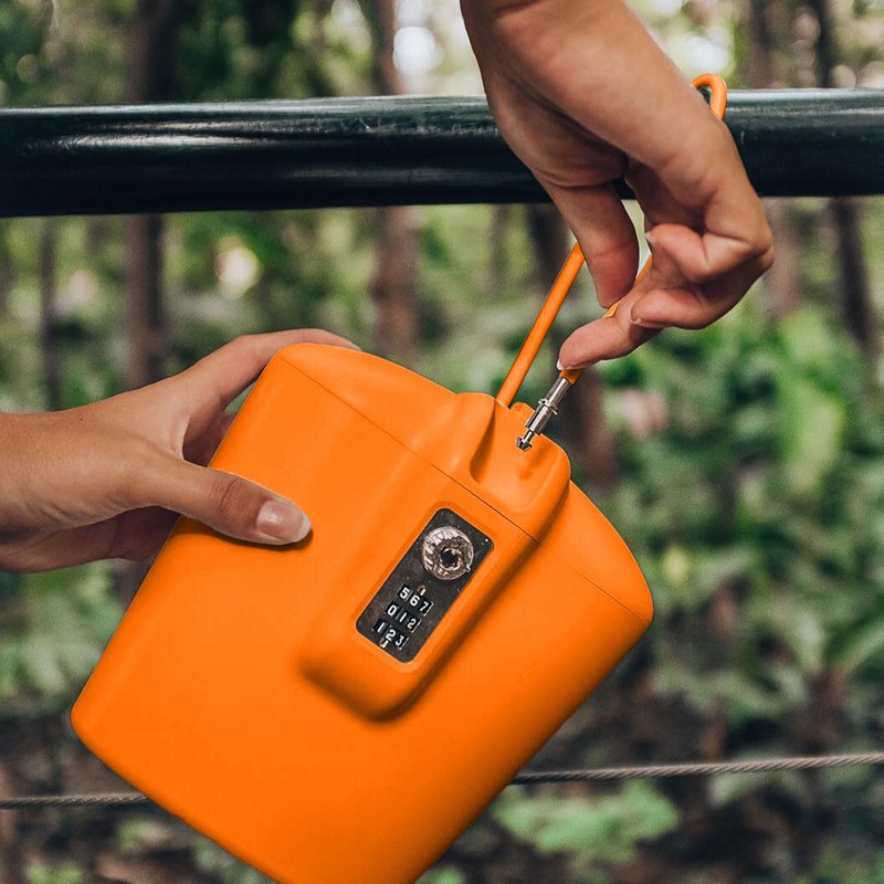 SAFEGO Portable Indoor/Outdoor Lock Box Safe with Key and Combination