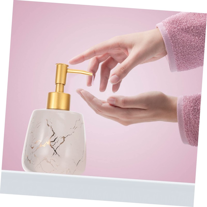 Ipetboom Ceramic Soap Dispenser with Pump Reusable Gray Marble Lotion
