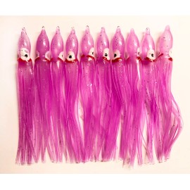 Tackleworks Lot Of 10 Hoochie Squid Skirts Unrigged Fishing Lures 4 3/4" - Lilac